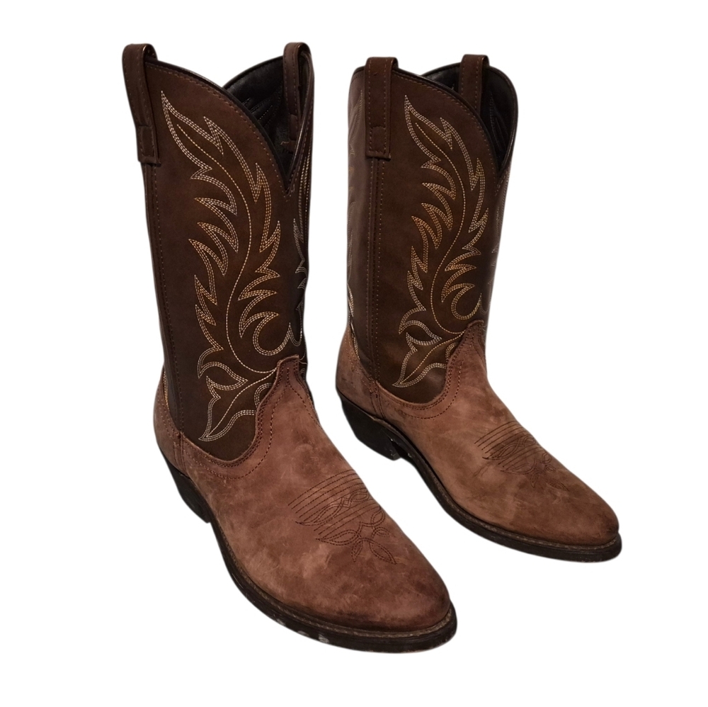 Laredo Brown Round-Toe Cowboy Western Cowgirl Boots Women's 8M - Picture 4 of 8